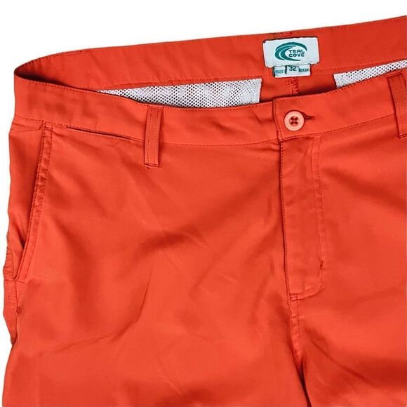 Teal Cove Swim Surf Orange Men’s Shorts Stretch Hybrid Zip Sz 32 - Picture 2 of 9